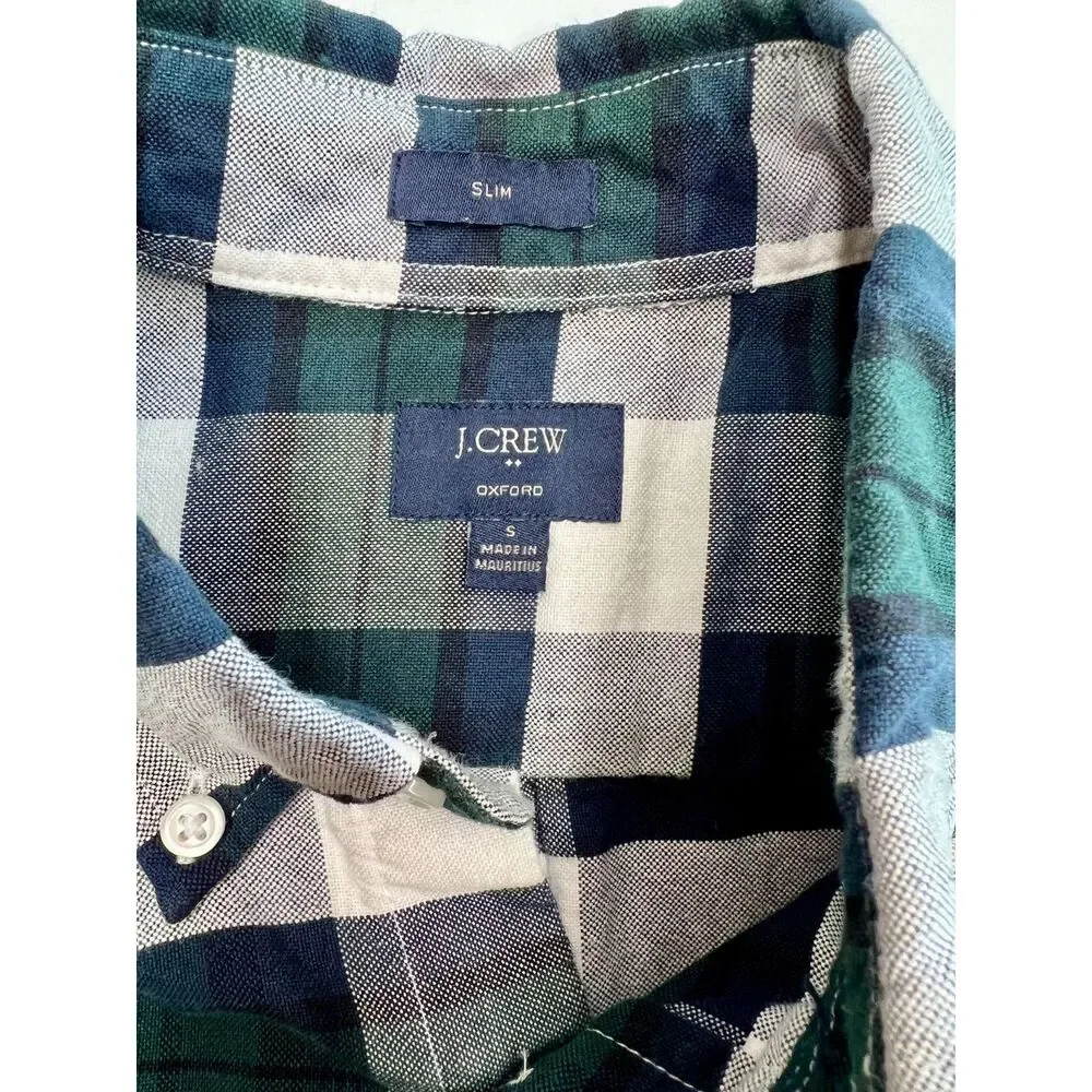 J Crew Classic Tartan Plaid Button Down Long Sleeve Mens Shirt Sz S Slim
